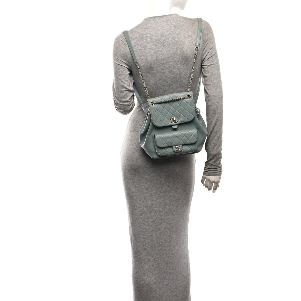 Chanel Lambskin Quilted Large Duma Backpack Grey