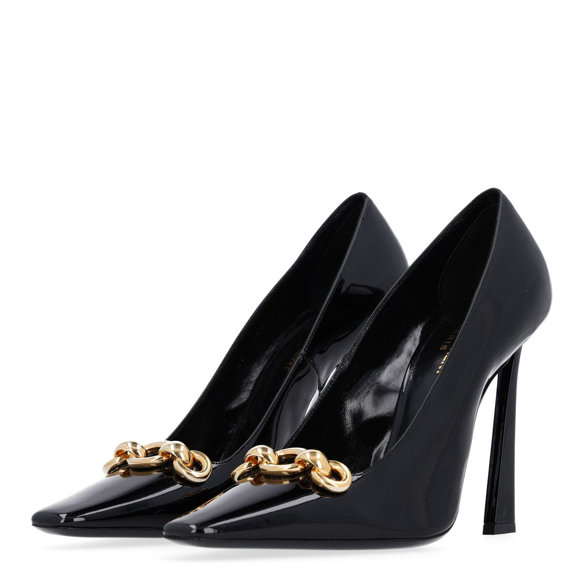 Saint Laurent Vernice Grupy Silvana 110mm Women's Pumps Black and Oro Antico