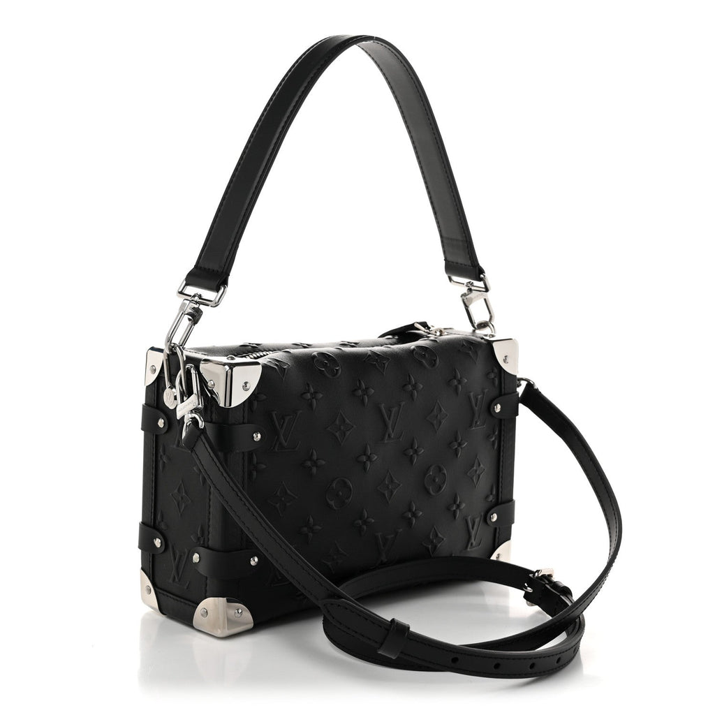 Louis Vuitton Calfskin Debossed Monogram Side Trunk Black