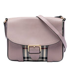 Dickens Crossbody Bag Leather with Horseferry Check Canvas Small