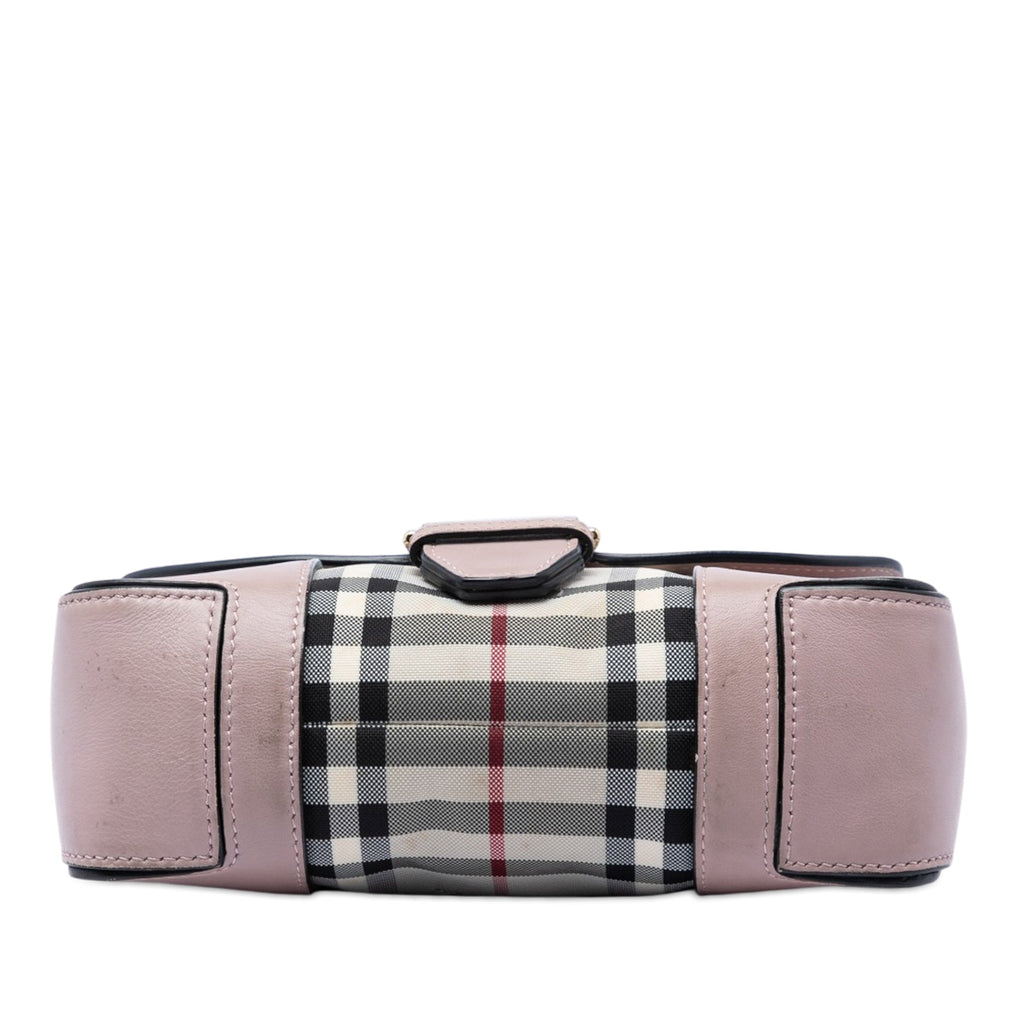 Dickens Crossbody Bag Leather with Horseferry Check Canvas Small