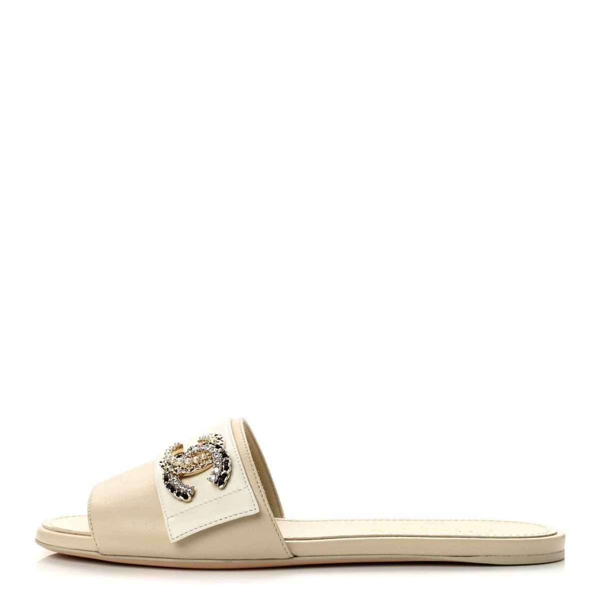 Chanel Lambskin Pearl Crystal CC Women's Mules Sandals