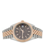 Rolex Stainless Steel 18K Everose Gold 41mm Datejust Watch Chocolate 126331