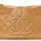 Chanel Caviar Quilted Timeless CC Shoulder Bag Beige
