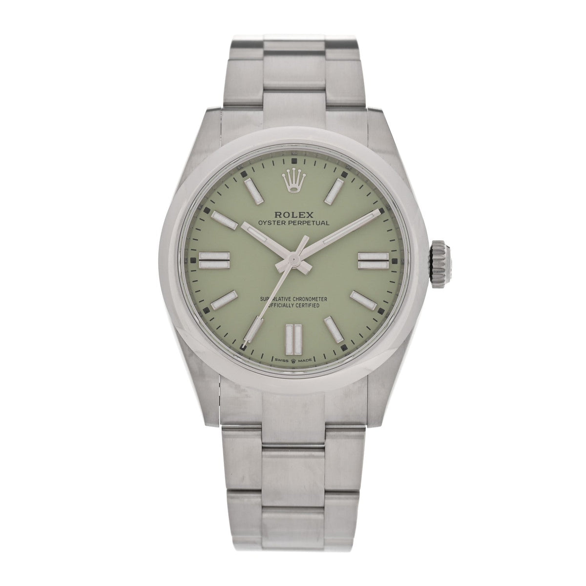 Rolex Stainless Steel 41mm Oyster Perpetual Watch Pistachio 134300