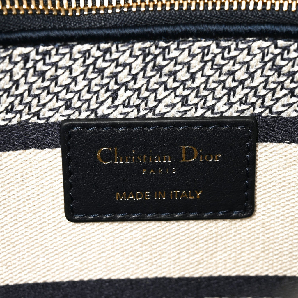 Christian Dior Toile de Jouy Embroidered Large Lady D-Lite Navy