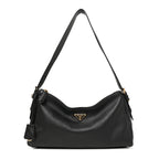 Prada Soft Calfskin Large Aimée Shoulder Bag Black