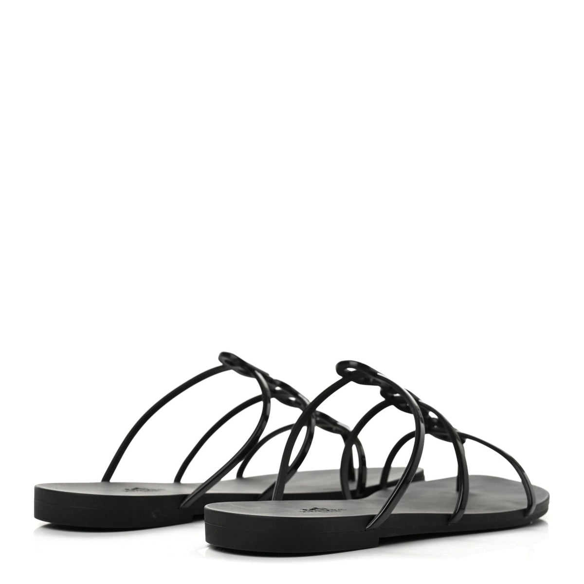 Hermes Rubber Women's Mykonos Sandals 40 Black