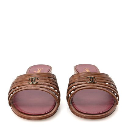 Chanel Goatskin Caged CC Women's Slide Sandals