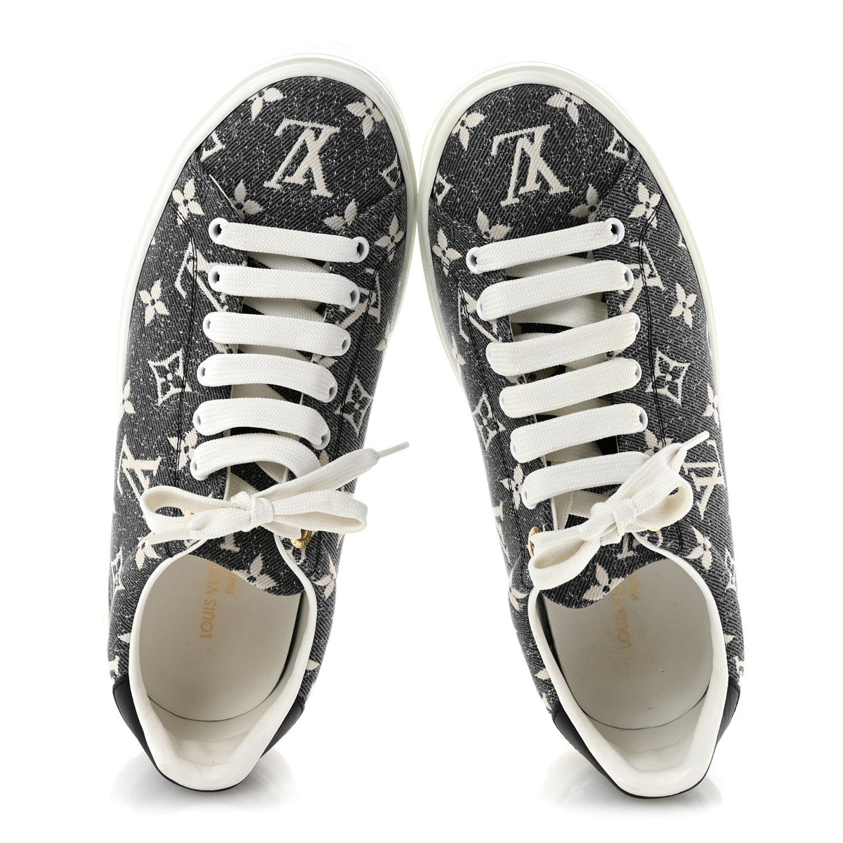 Louis Vuitton Denim Monogram Women's Time Out Sneakers 39 Black