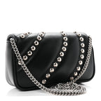 Gucci Calfskin Matelasse Studded Super Mini GG Marmont Shoulder Bag Black