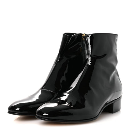Gucci Patent Calfskin Men's GG Lois Bee Ankle Booties 13 Black