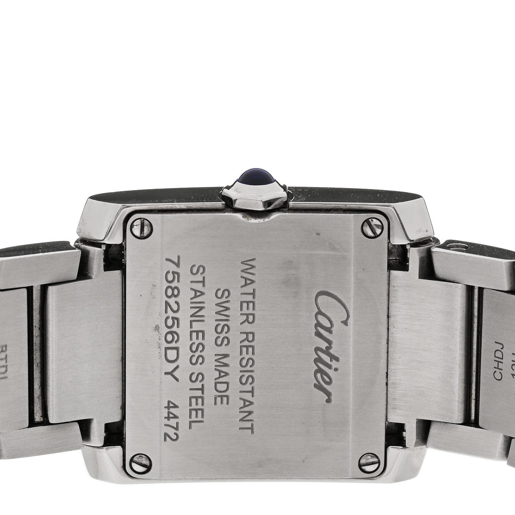 Cartier Stainless Steel Diamond Bezel 21mm Tank Francaise Watch Silver