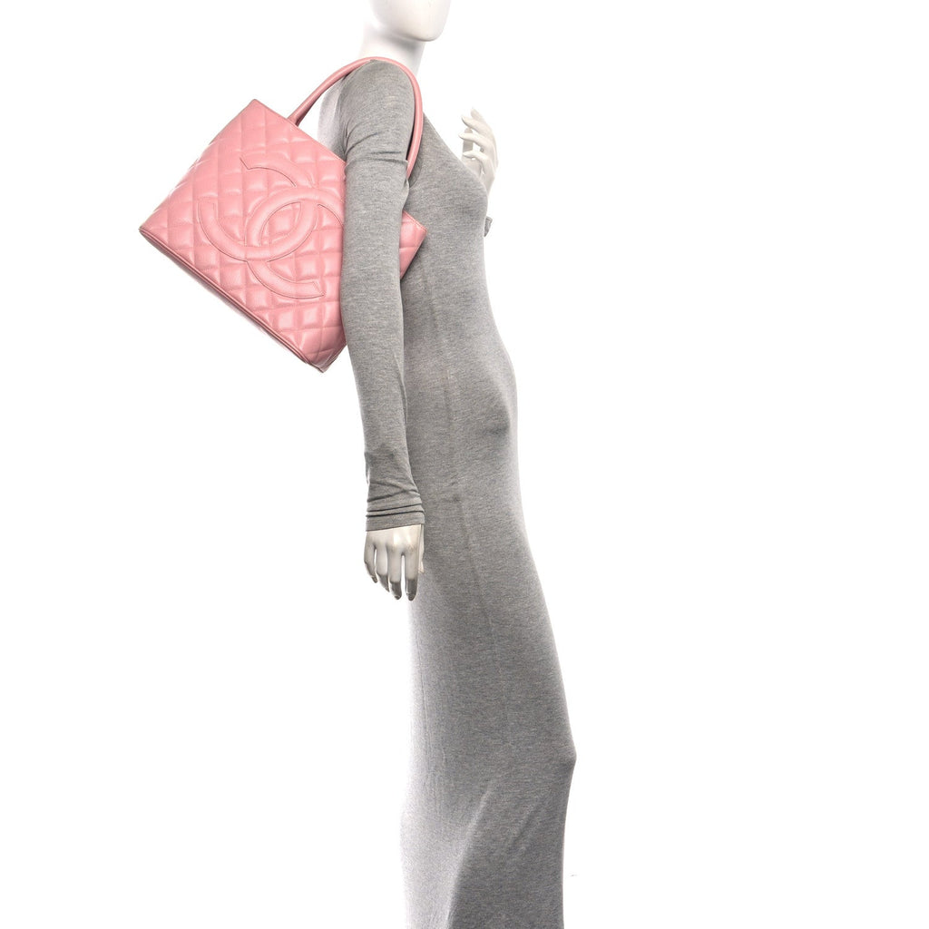 Chanel Caviar Quilted Medallion CC Tote Light Pink