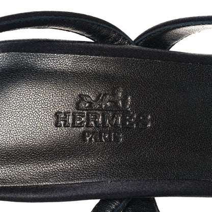 Hermes Satin Women's Glamour 95 Sandals 36.5 Black
