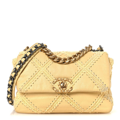 Medium Calfskin Flap Shoulder Bag - Yellow