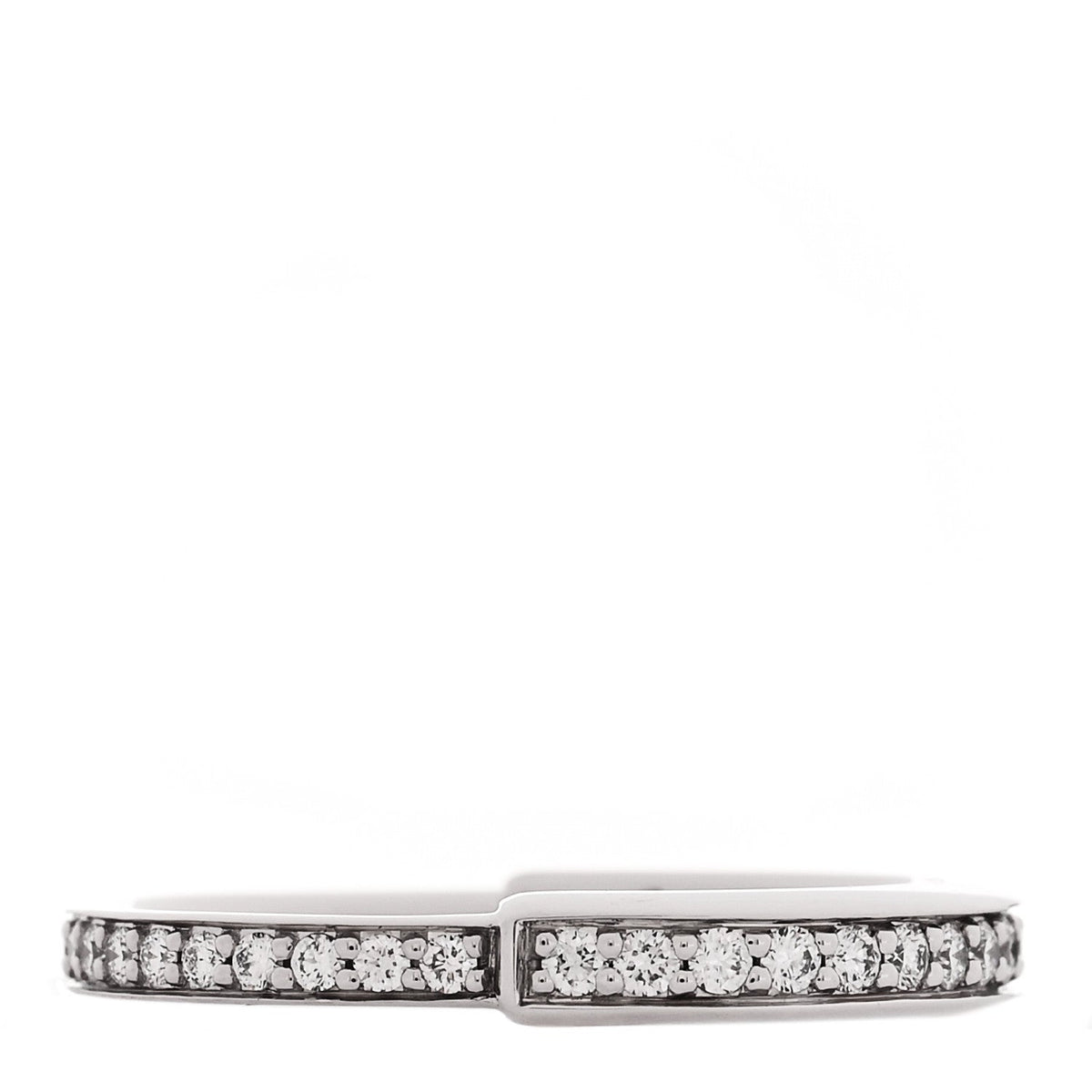 18K White Gold Diamond Lock Pave Ring 49 5