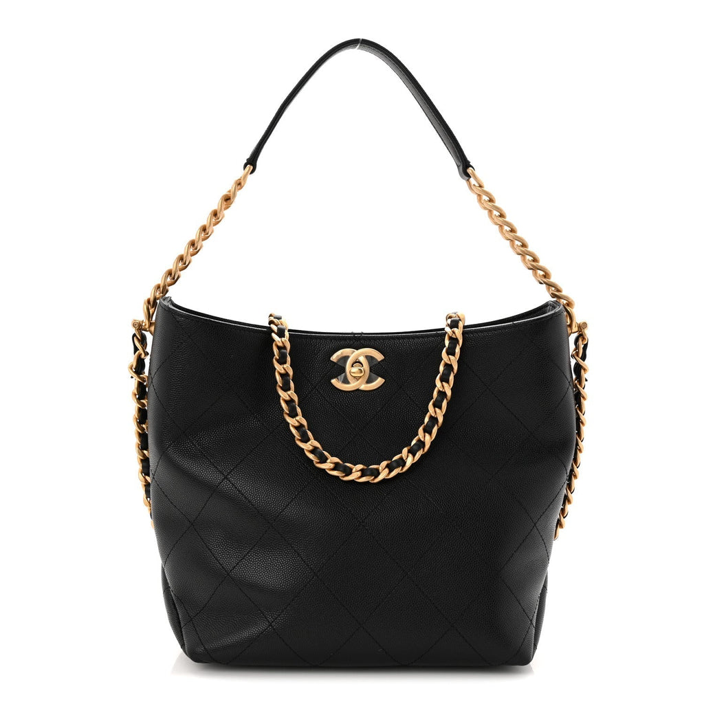 Chanel Caviar Quilted Hobo Black