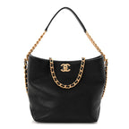 Chanel Caviar Quilted Hobo Black