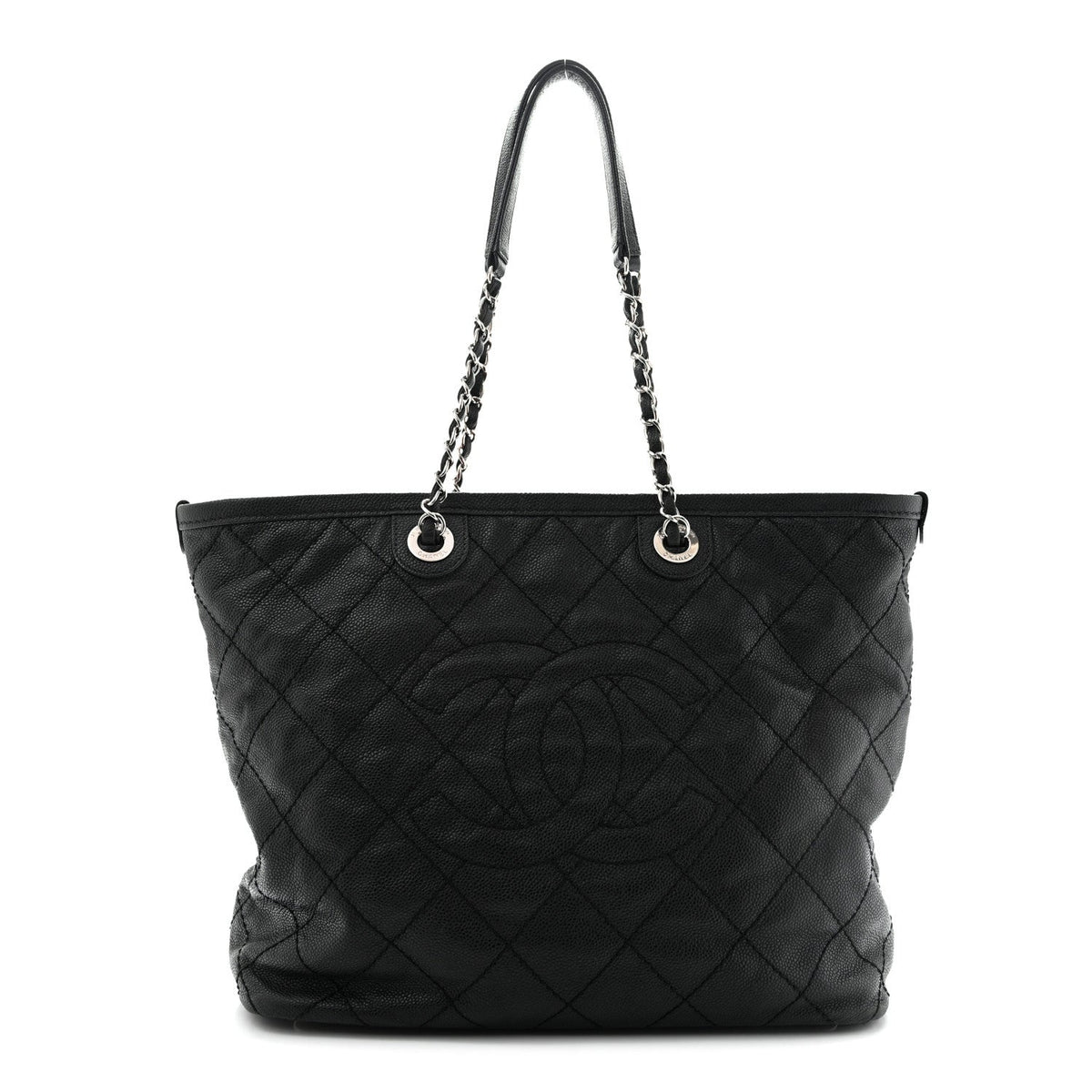 Small Quilted Calfskin Tote Bag - Black