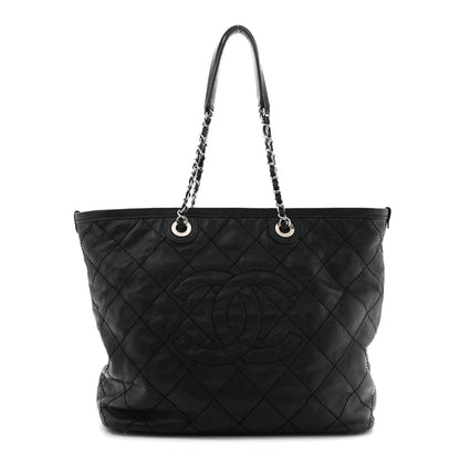 Small Quilted Calfskin Tote Bag - Black