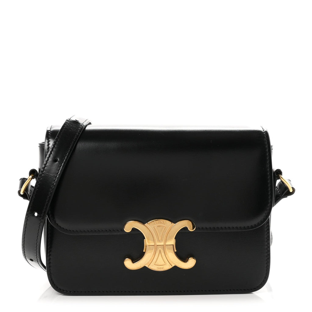 Celine Shiny Calfskin Teen Triomphe Black