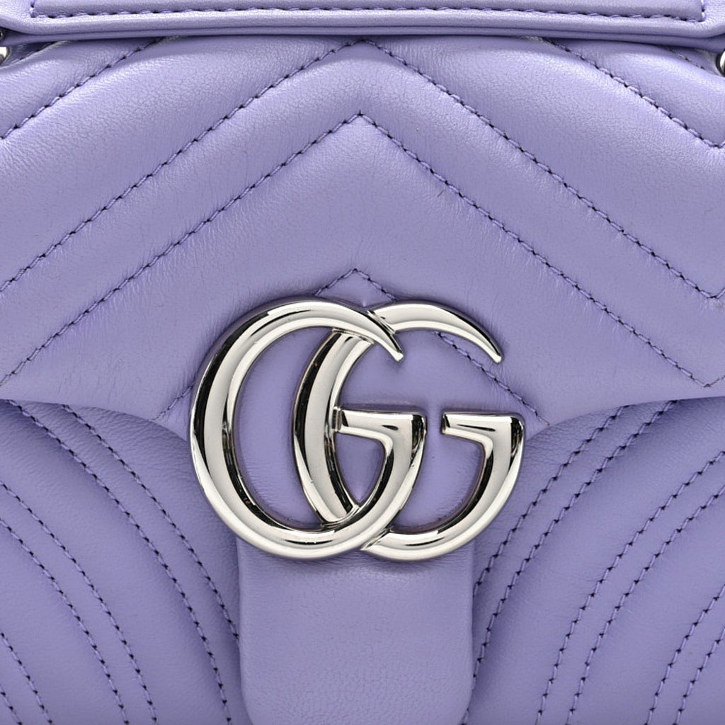Gucci Lambskin Matelasse Small GG Marmont Shoulder Bag Lapis