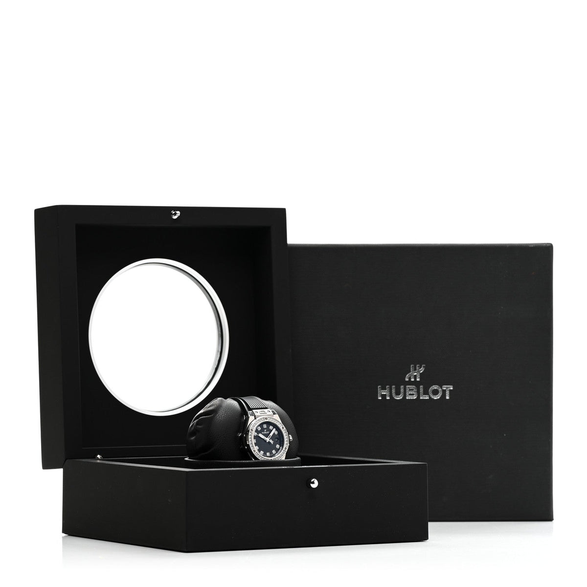 Hublot Stainless Steel Rubber Diamond 33mm Big Bang One Click Watch Black 485.SX.1270.RX