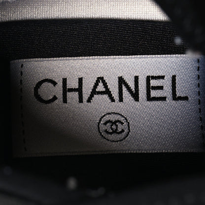 Chanel Velvet Calfskin Mixed Fibers Women's CC Sneakers 36 Black