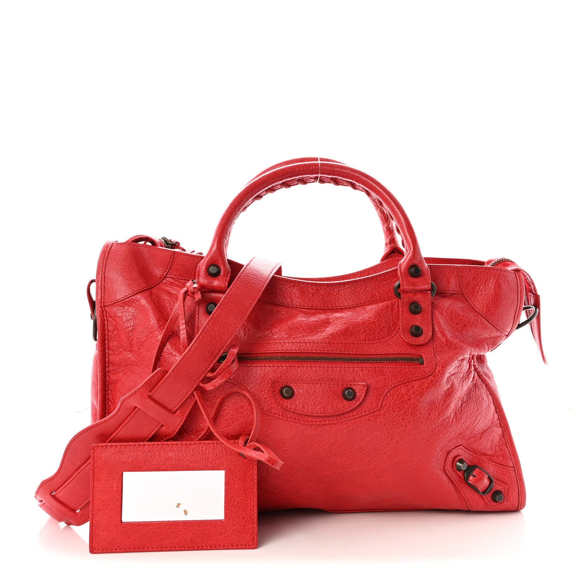 Agneau Classic Hardware City Rouge Coque Handbag