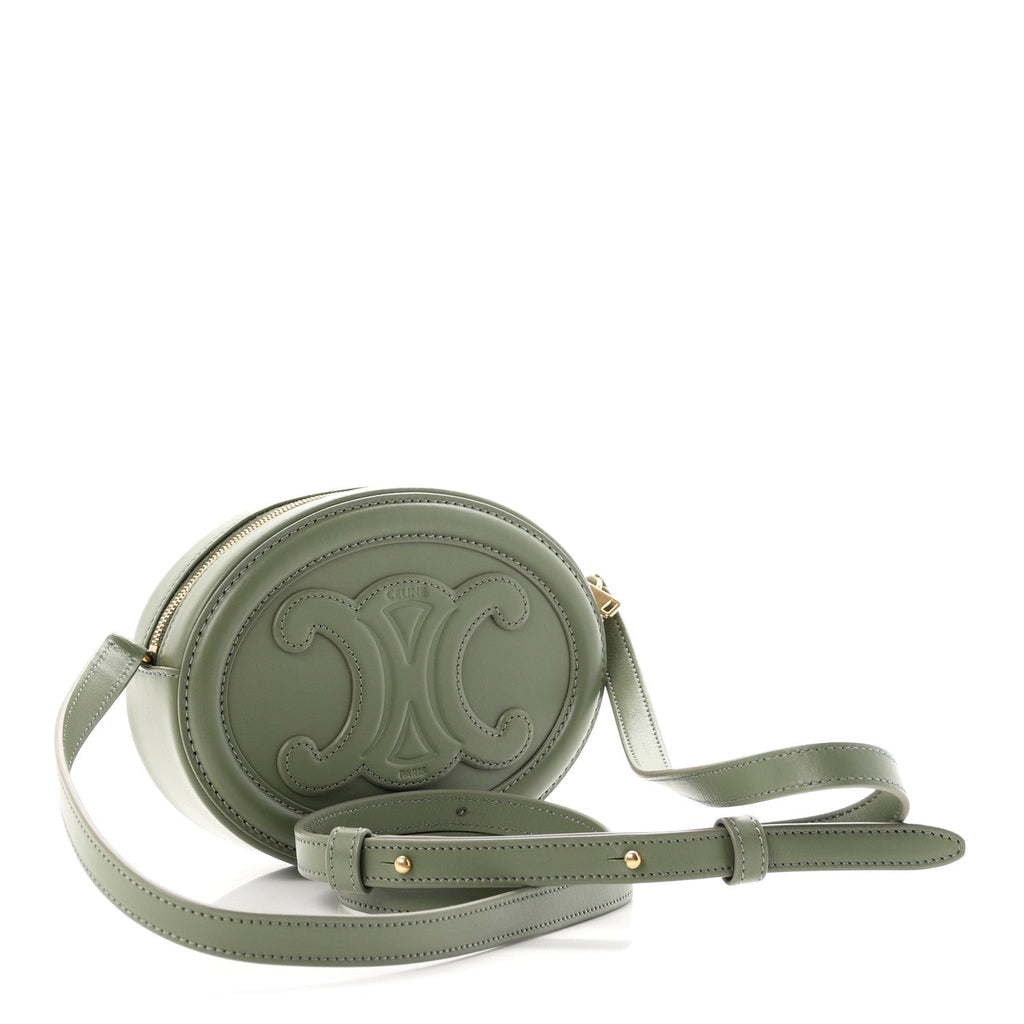 Celine Smooth Calfskin Cuir Small Triomphe Oval Bag Sage