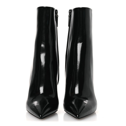 Saint Laurent Glazed Calfskin Women's Opyum Ankle Boots 36 Black