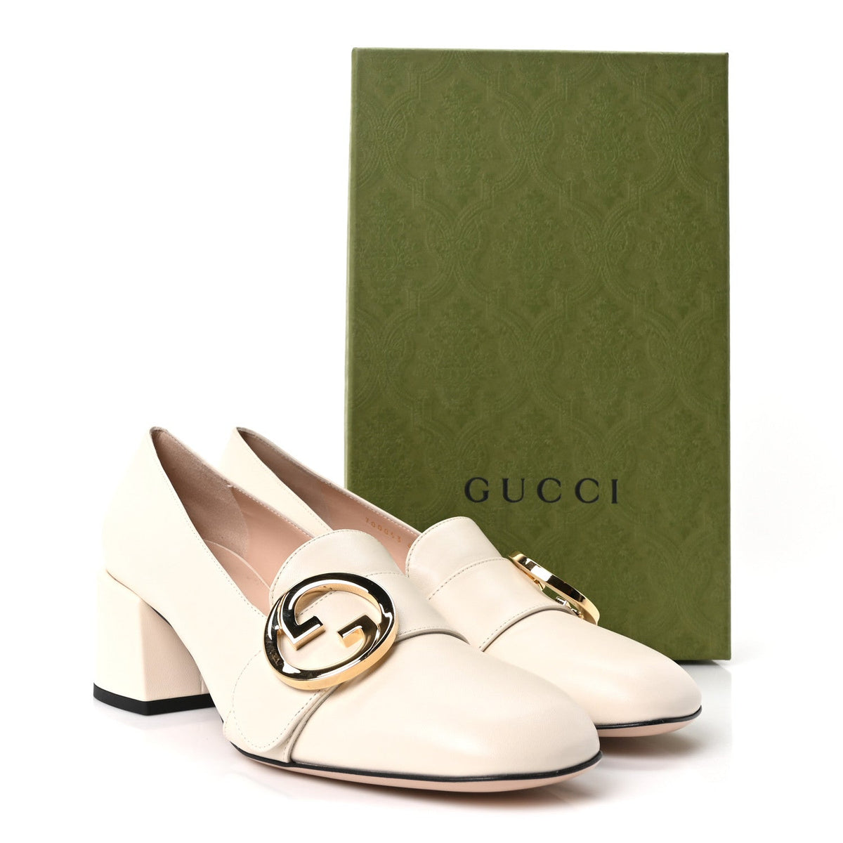 Gucci Calfskin Leather Women's Blondie Pumps 40.5 Mystic White