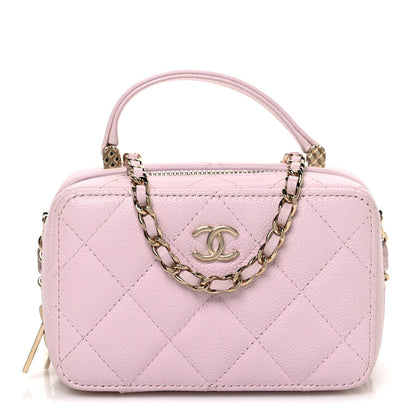 Quilted Caviar Handbag - Pink