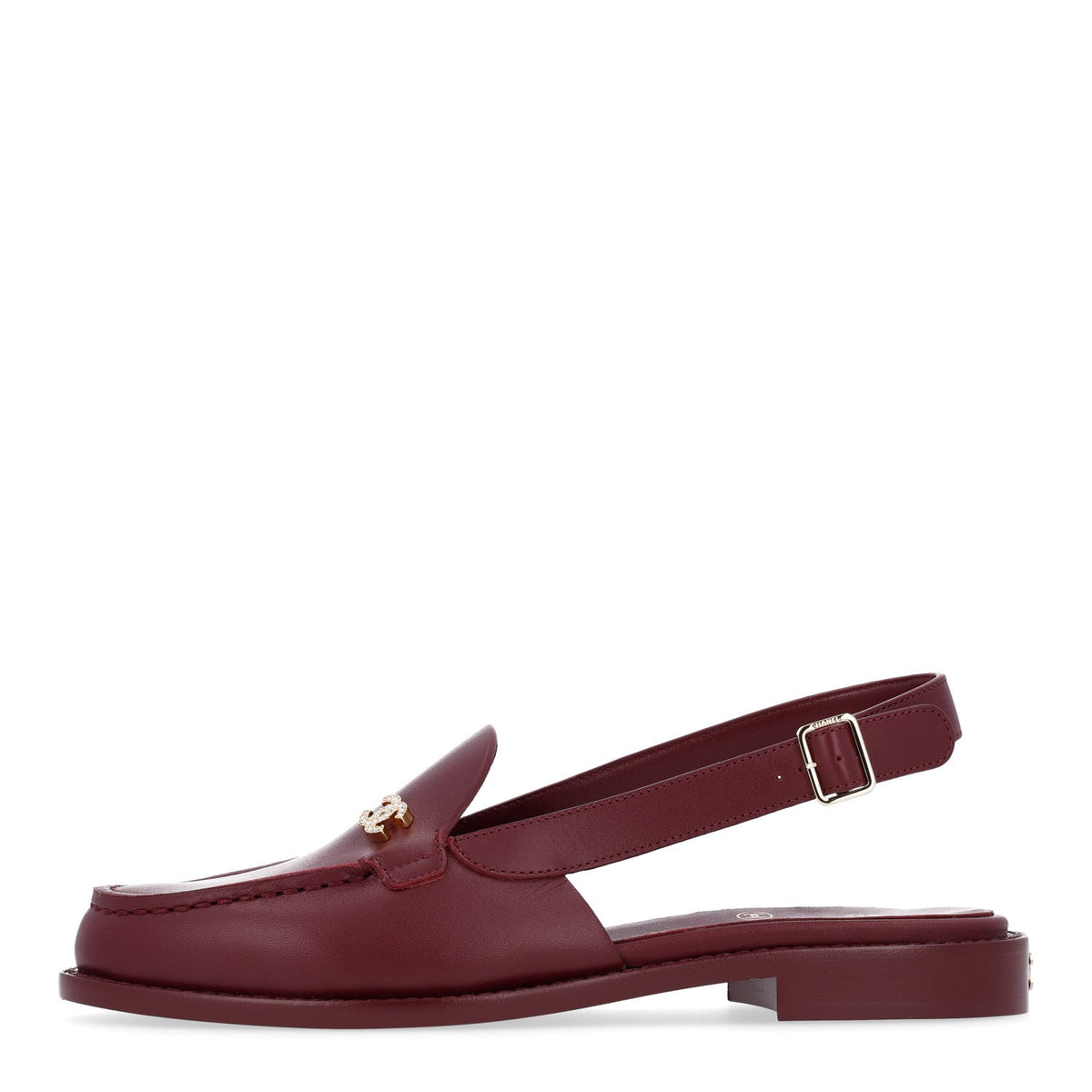 Calfskin Crystal Slingback Loafers Dark Burgundy
