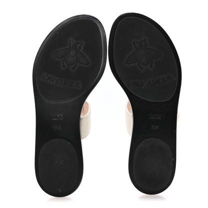 Gucci Calfskin Women's GG Marmont Thong Sandals 36.5 Mystic White