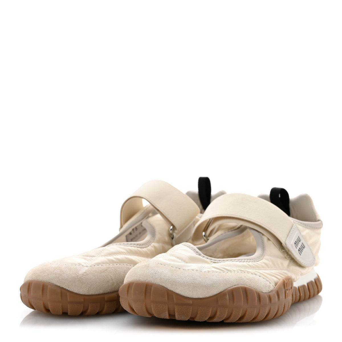 Miu Miu Technical Fabric Suede Women's Tyre Ballerina Flats 36.5 Ivory