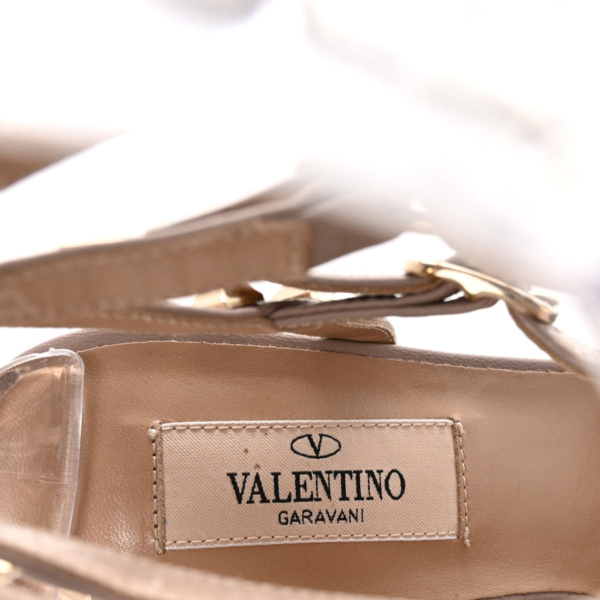 Valentino Garavani Patent Nappa Women's Rockstud Ankle Strap Pumps 36.5 Black Poudre
