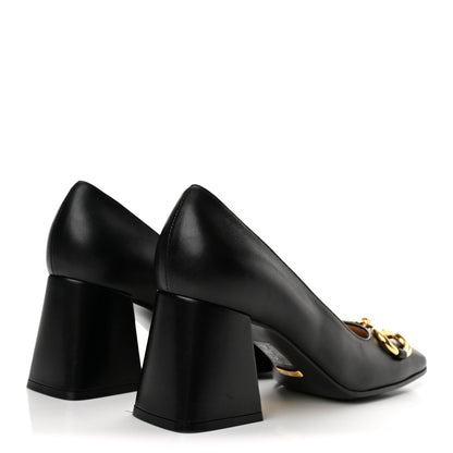 Gucci Kidskin Leather Women's Malaga Kid Horsebit Pumps 37 Black