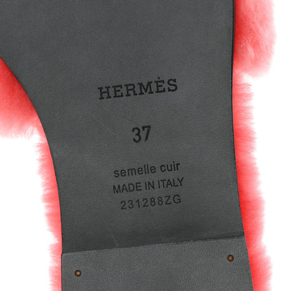 Hermès Woolskin Women's Oran Sandals 37 Rose Du Désert