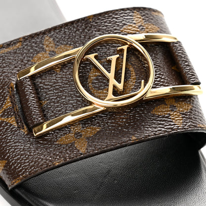 Louis Vuitton Patent Monogram Women's Lock It Flat Mules 39