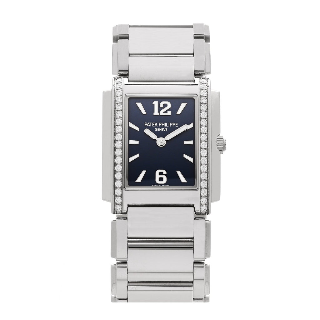 Patek Philippe Stainless Steel Diamond 25mm Twenty-4 Quartz Watch Blue
