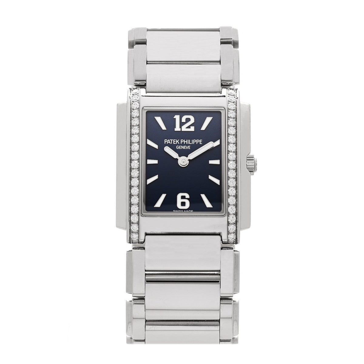 Patek Philippe Stainless Steel Diamond 25mm Twenty-4 Quartz Watch Blue