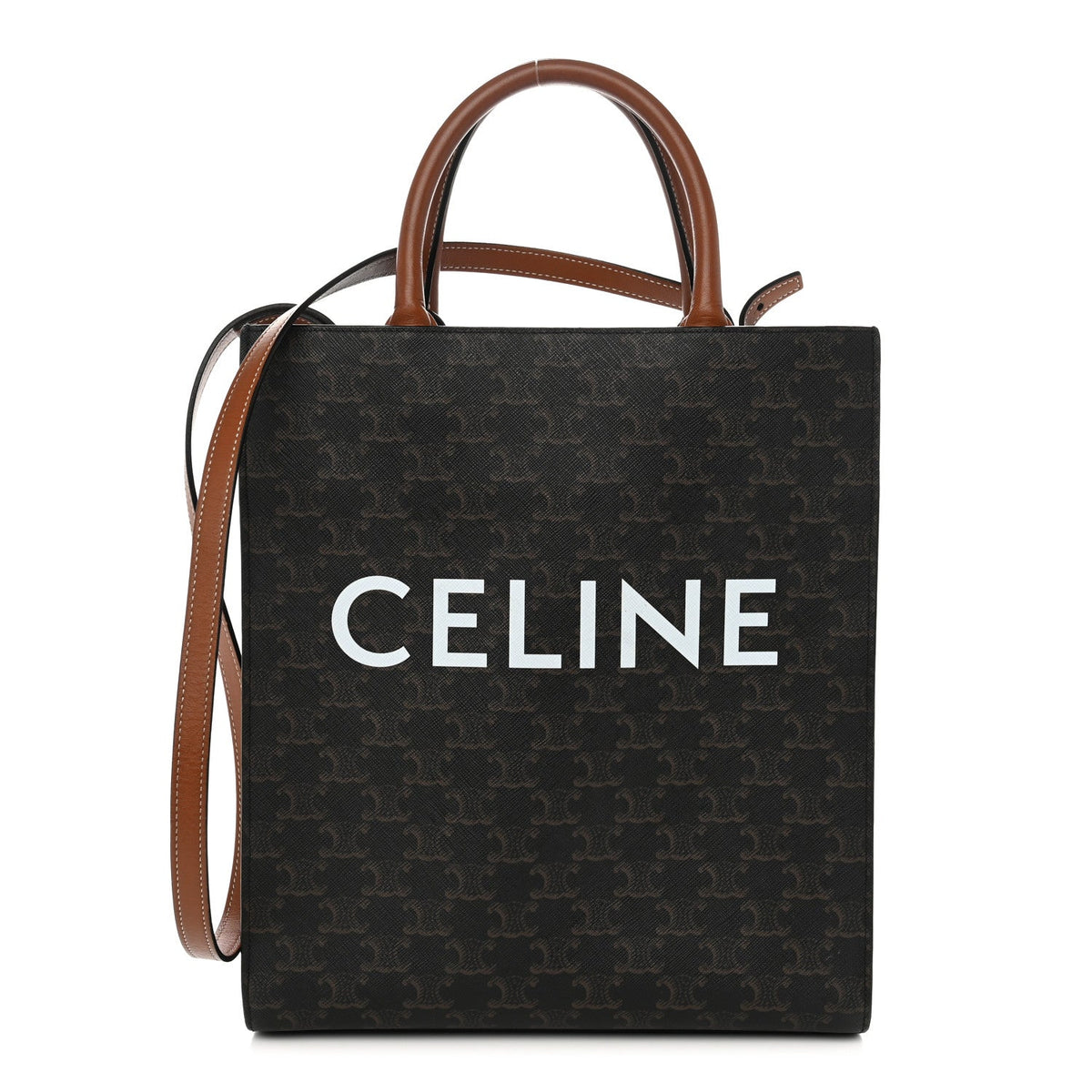 Small Calfskin Canvas Handbag - Tan