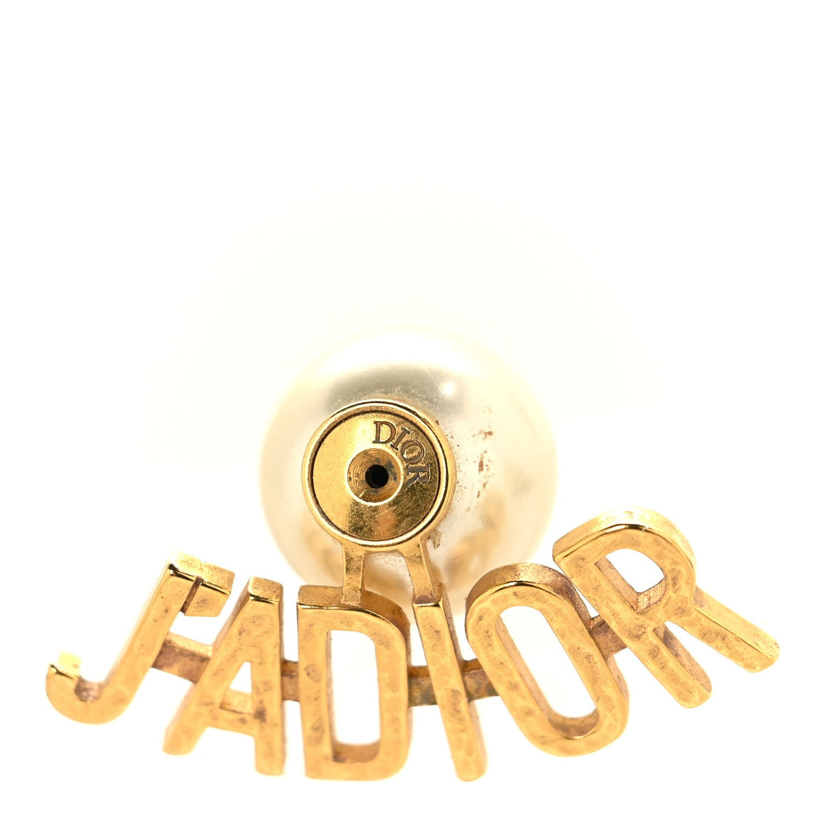 Christian DiorPearl Tribal J Adior Earrings Gold White