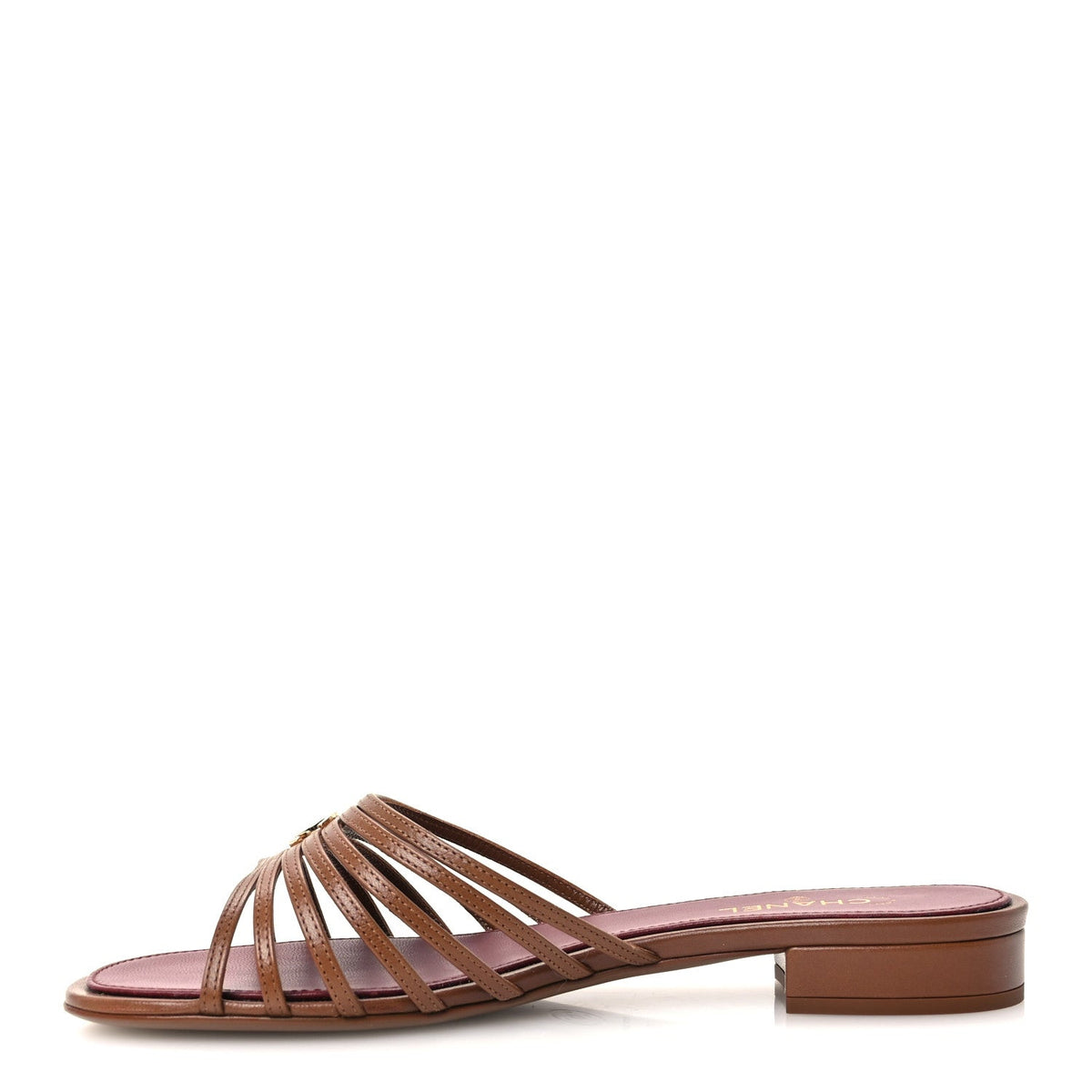 Chanel Goatskin Caged CC Women's Slide Sandals