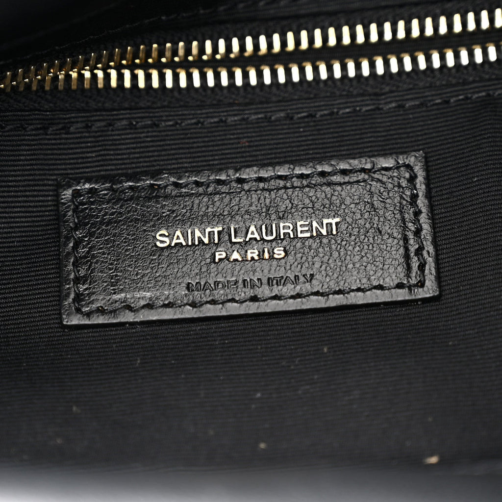 Saint Laurent Satin Patchwork Monogram Medium Jamie Bag Black