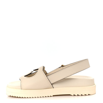 Gucci Softy Calfskin Women's Interlocking G Slingback Sandals 35.5 Mystic White
