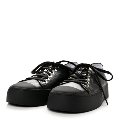 Chanel Lambskin Printed Logo Women's Sneakers 38 Black