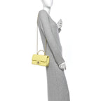 Chanel Lambskin Quilted Mini Chain Top Handle Rectangular Flap Light Yellow
